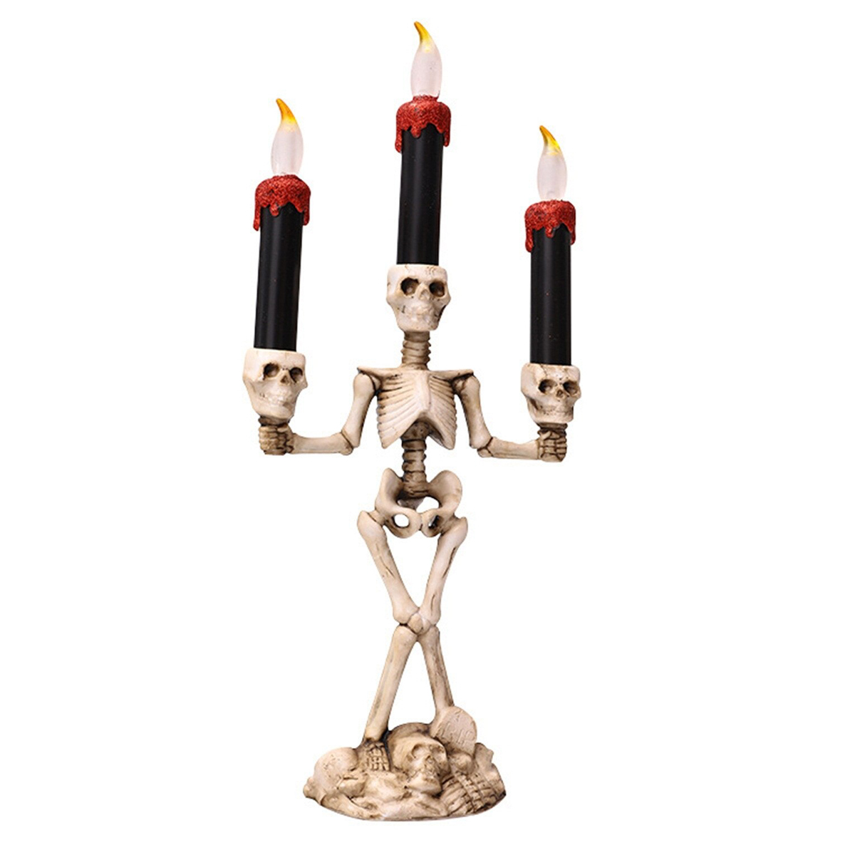 מנורת שלד ונרות להלוואין - אדום מנורת שלד ונרות להלוואין - אדום