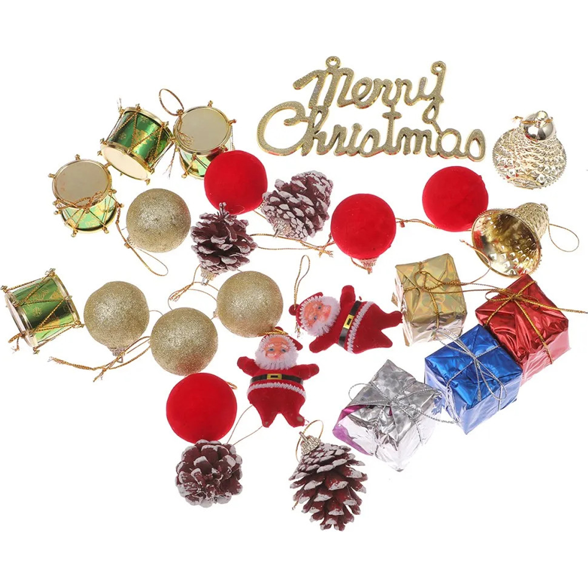 מארז קישוטים Merry Christmas צבעוני - 4 ס״מ