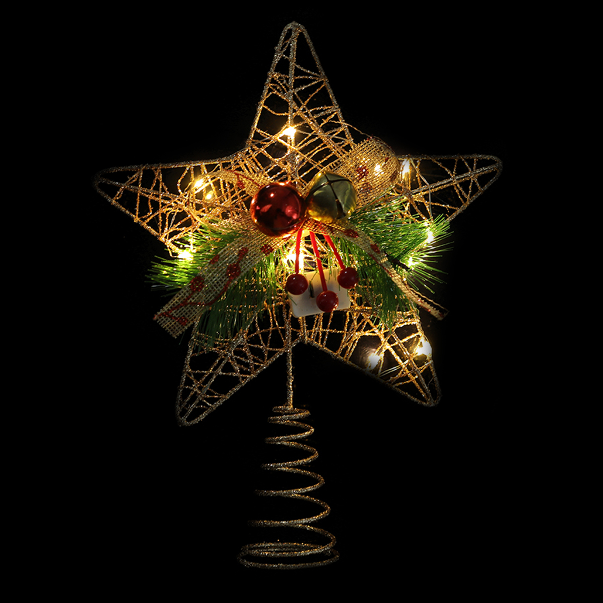 כוכב עם פעמונים ותאורה לעץ אשוח