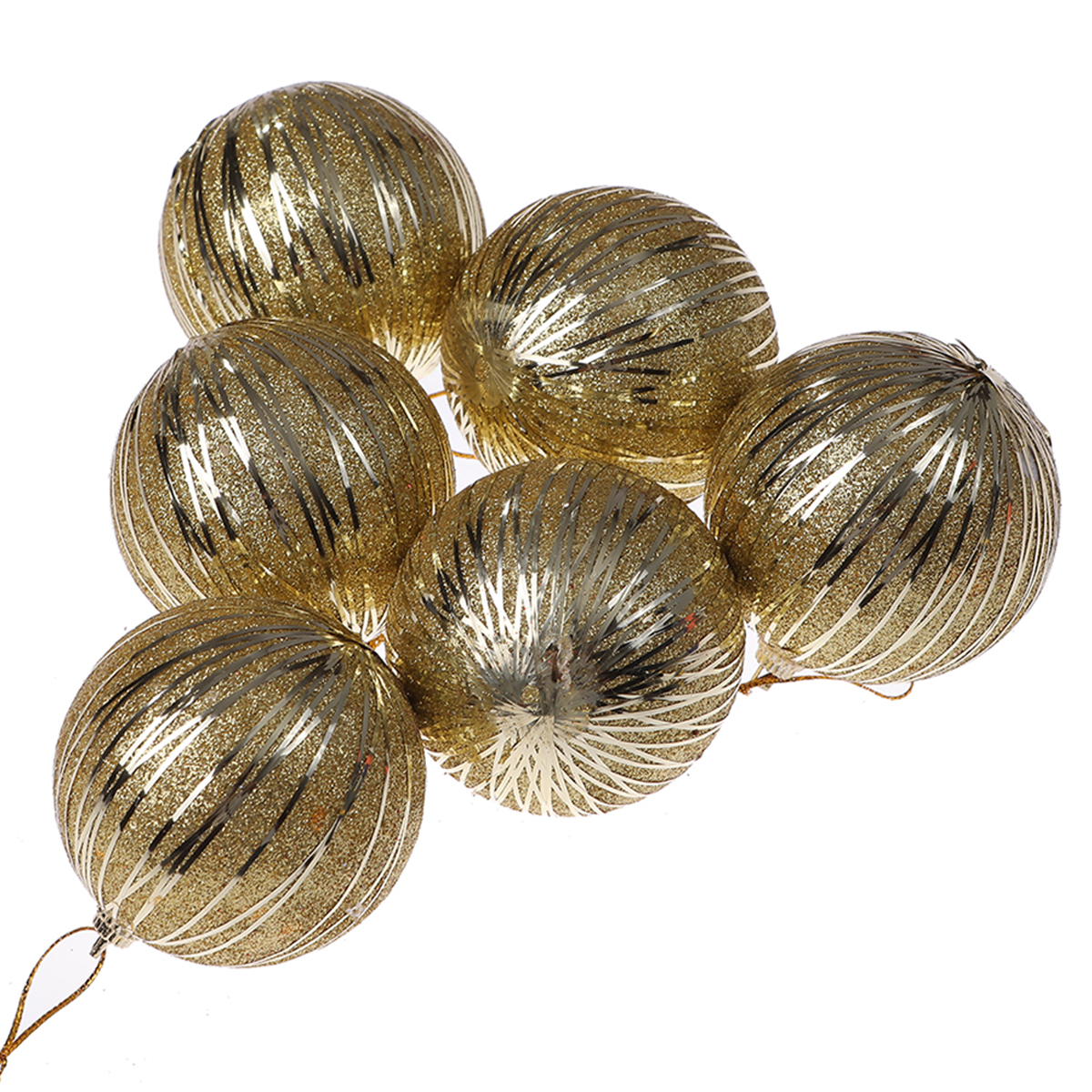 שישיית כדורים מעוטרים לעץ אשוח בגודל 8 ס"מ