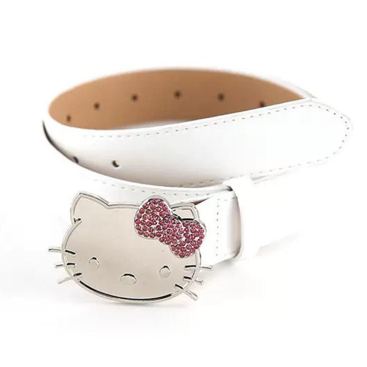 חגורת הלו קיטי עם פרצוף קיטי - לבן