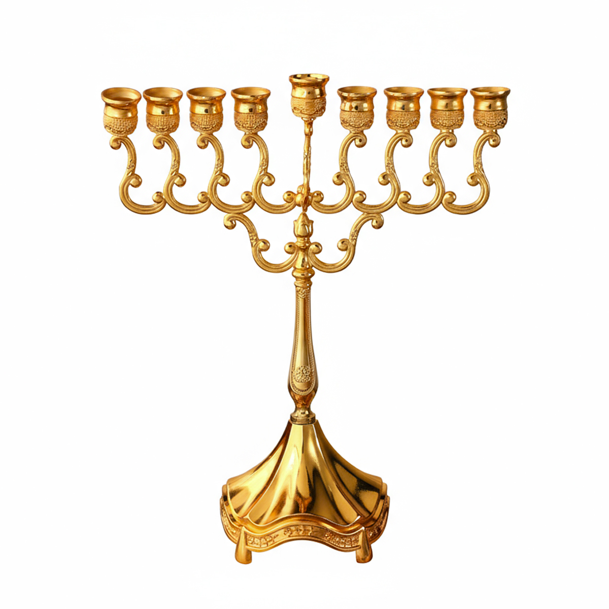 חנוכיית אלומיניום בצבע זהב 28x24 ס״מ