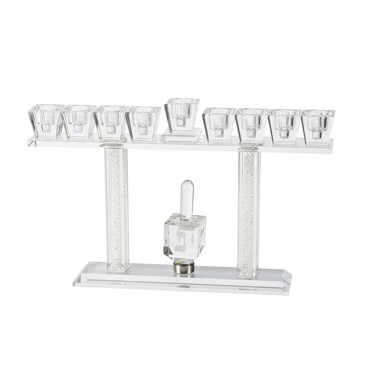 חנוכיית קריסטל סביבון 28x18 ס״מ