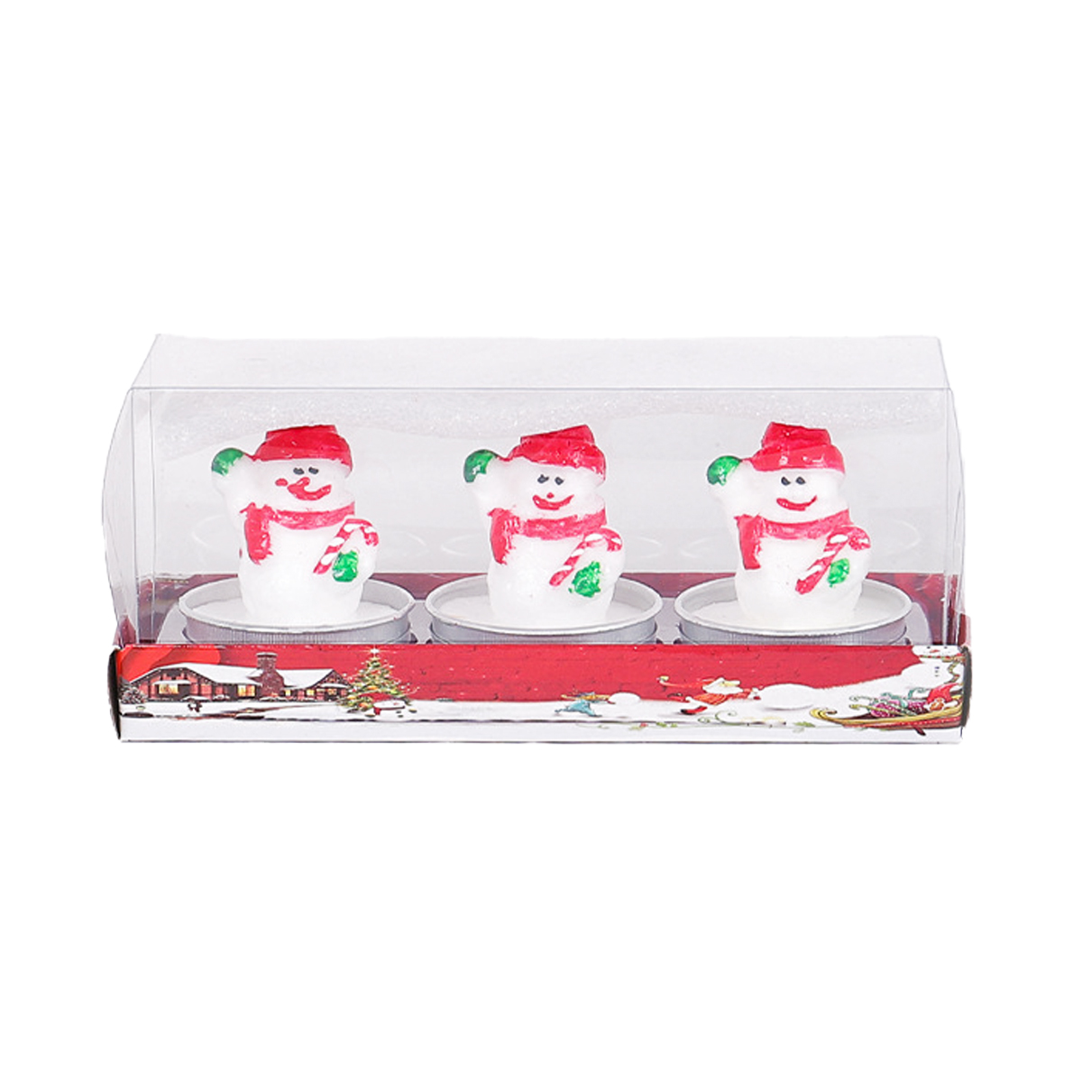 מארז שלישיית נרות לכריסמס - איש שלג