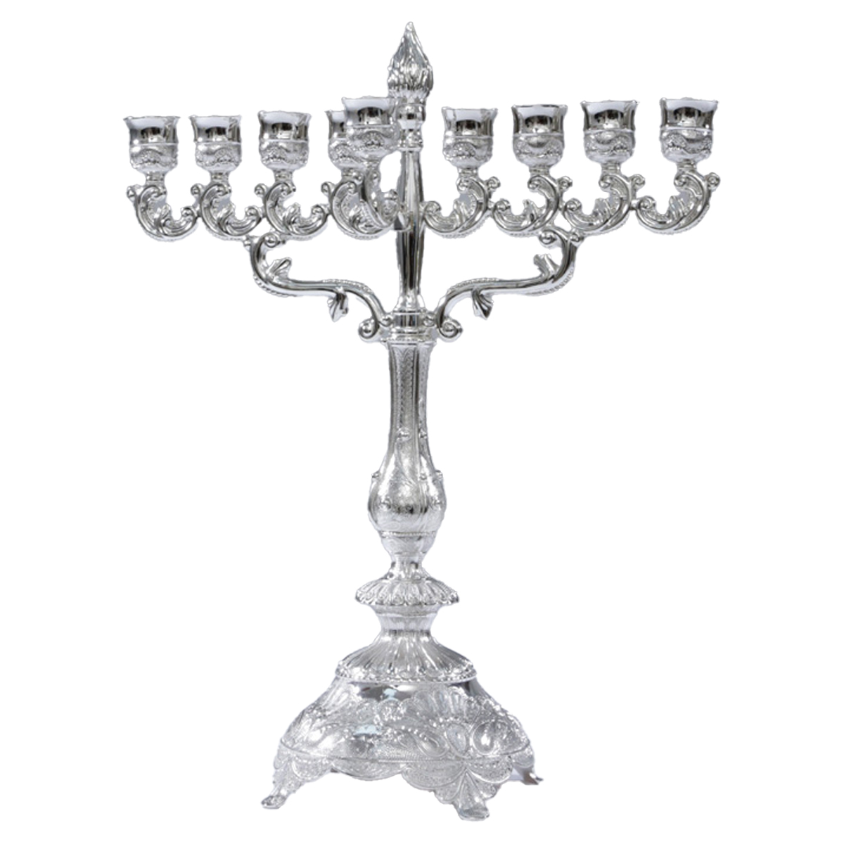 חנוכיית מתכת בציפוי כרום מוכסף