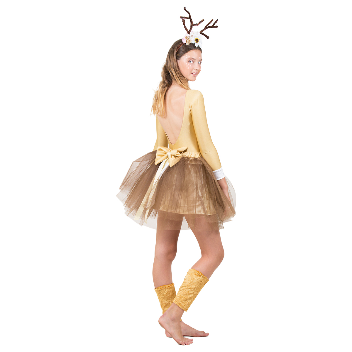 תחפושת איילה פרחים חום לבן ילדות