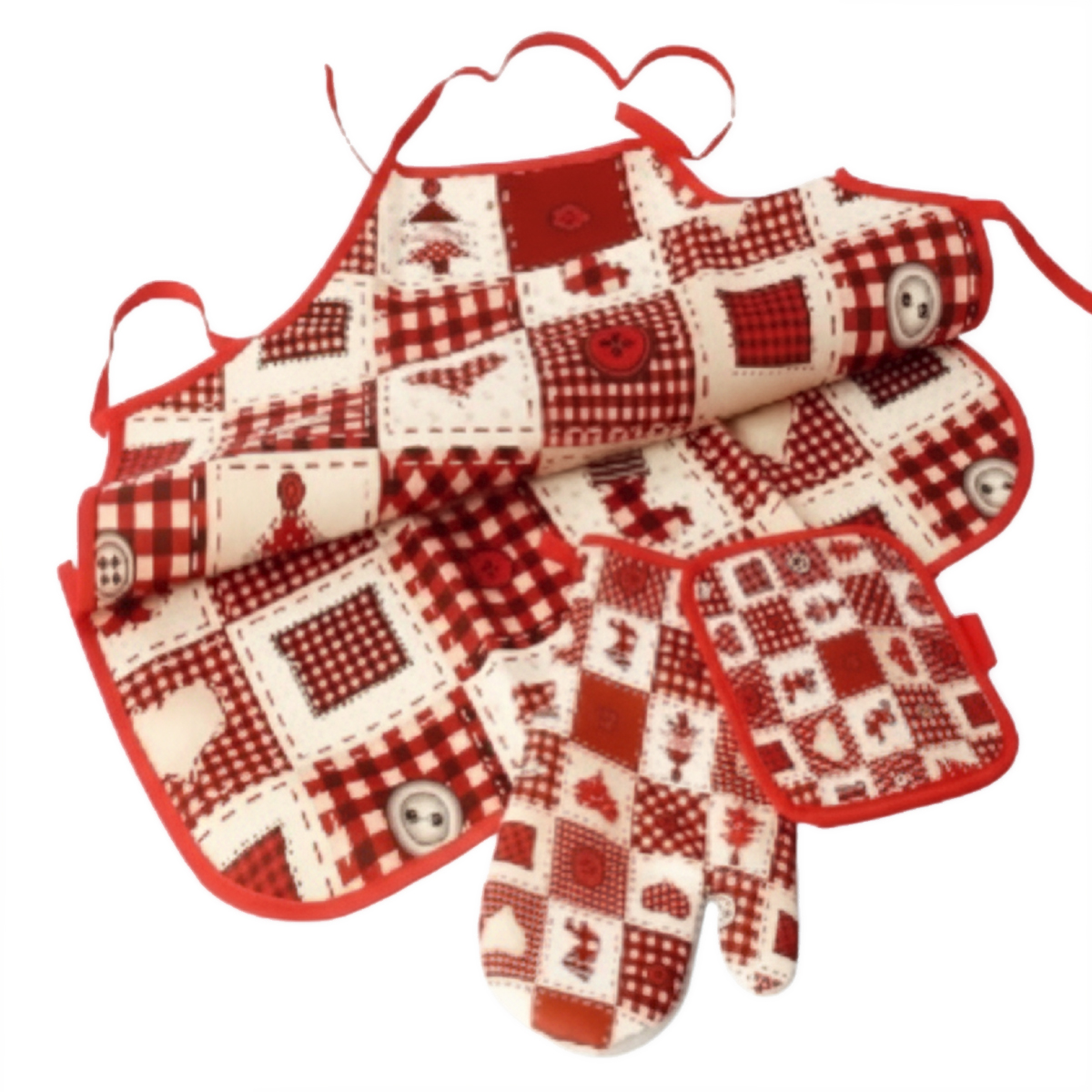 3 חלקים למטבח סינר+כפפה+תחתית לסיר