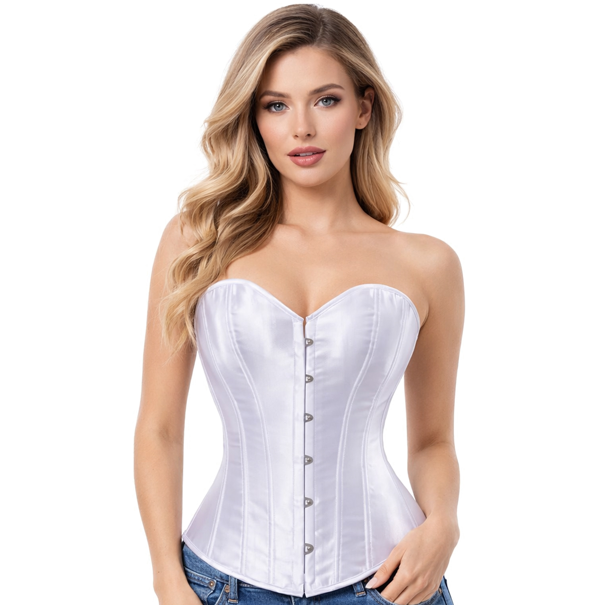 מחוך סאטן מבריק בצבע לבן