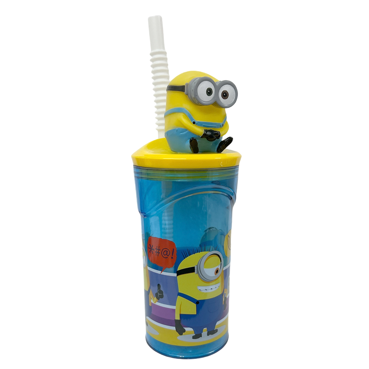 כוס עם קש ודמות 3D - מיניונים כוס עם קש ודמות 3D - מיניונים