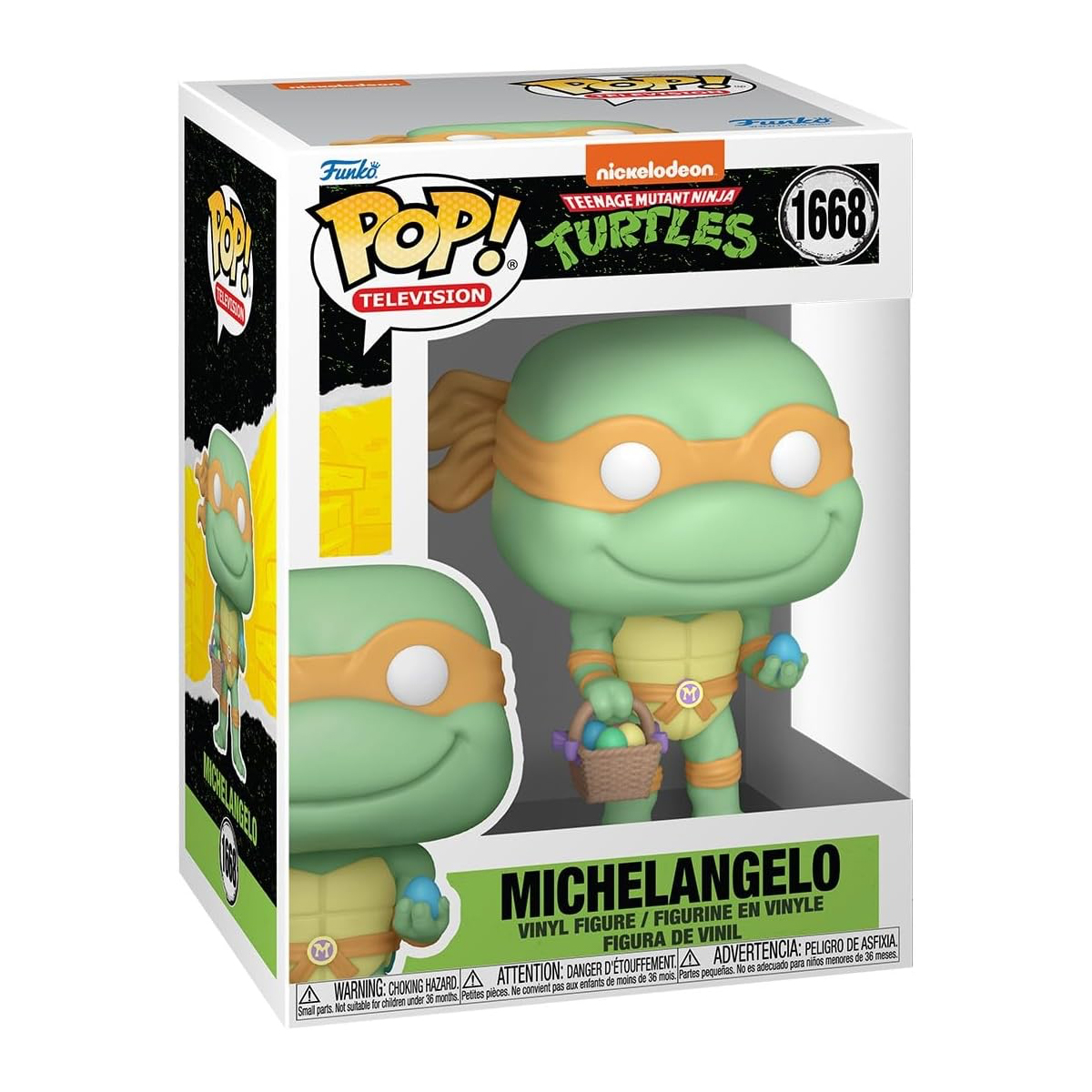 בובת פופ צבי הנינג'ה מיכאלנג'לו עם סלסלה