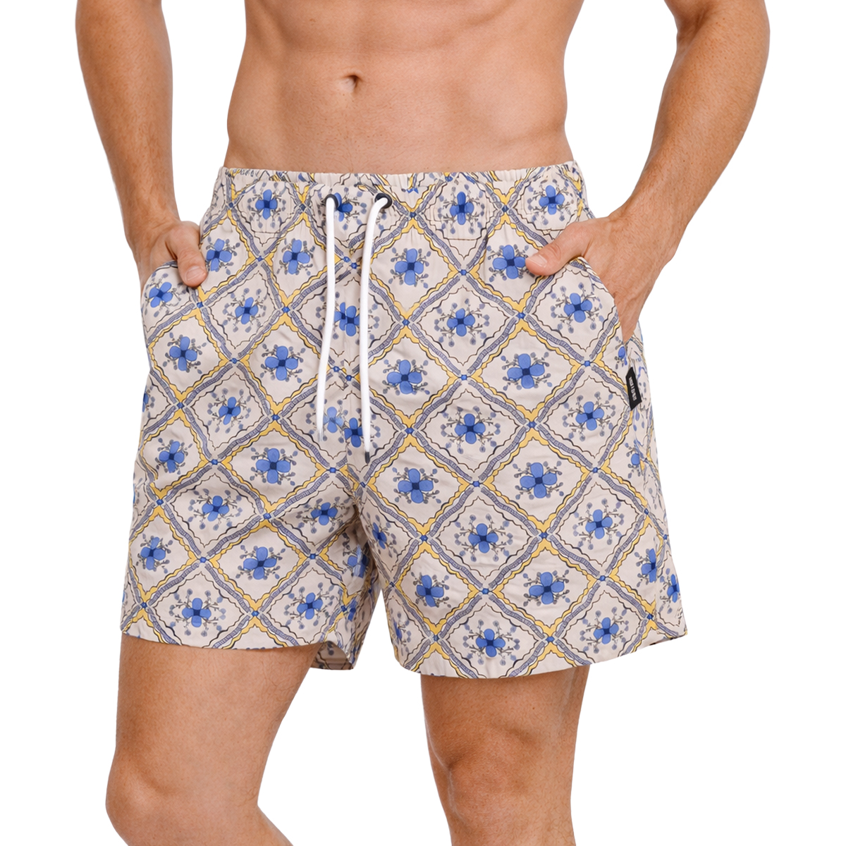 בגד ים קצר בהדפס גאומטרי