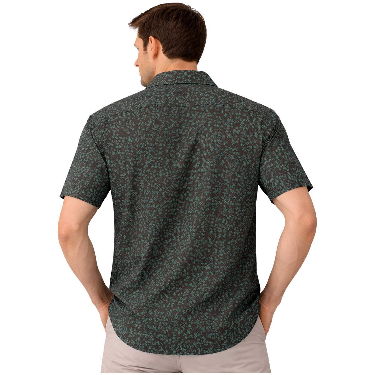 חולצה מכופתרת קיץ כהה עם הדפס עדין