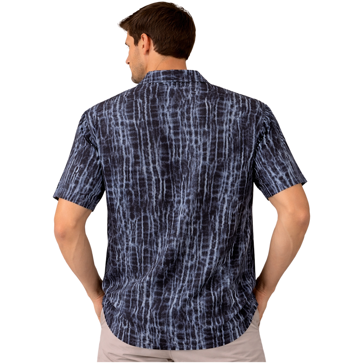 חולצה מכופתרת קיץ בהדפס טאי דאי כהה