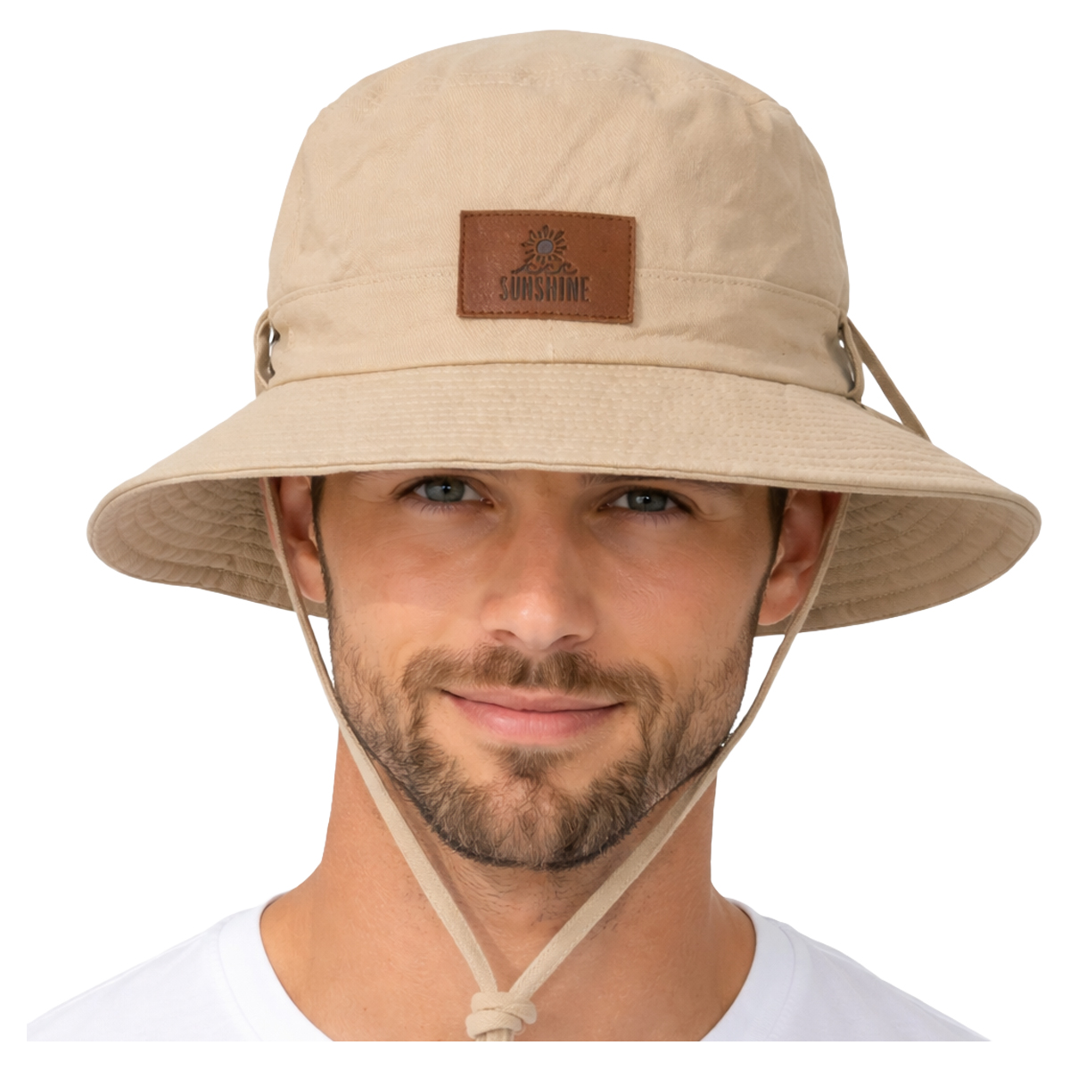 כובע טיולים רחב שוליים בצבע בז׳