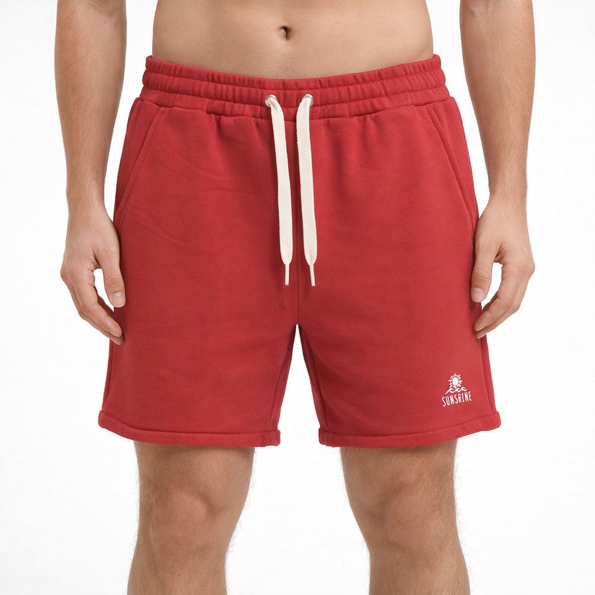 מכנסי טריינינג קצרים אדומים