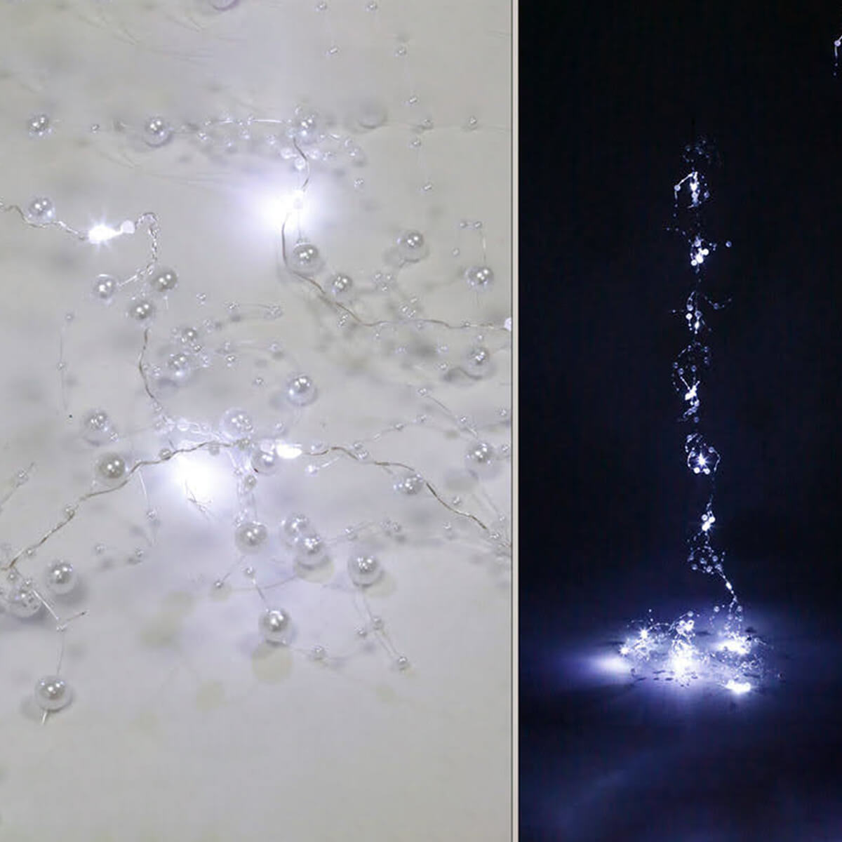 גירלנדה חרוזים לבן 15L תאורת לד 15L