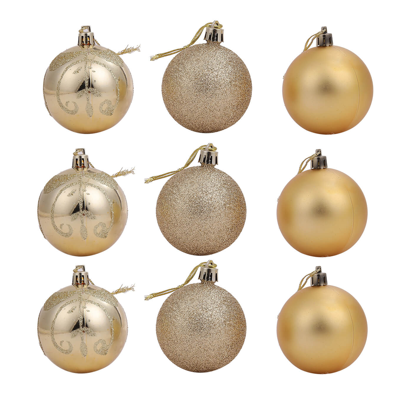 12 כדורי עץ אשוח נוצצים