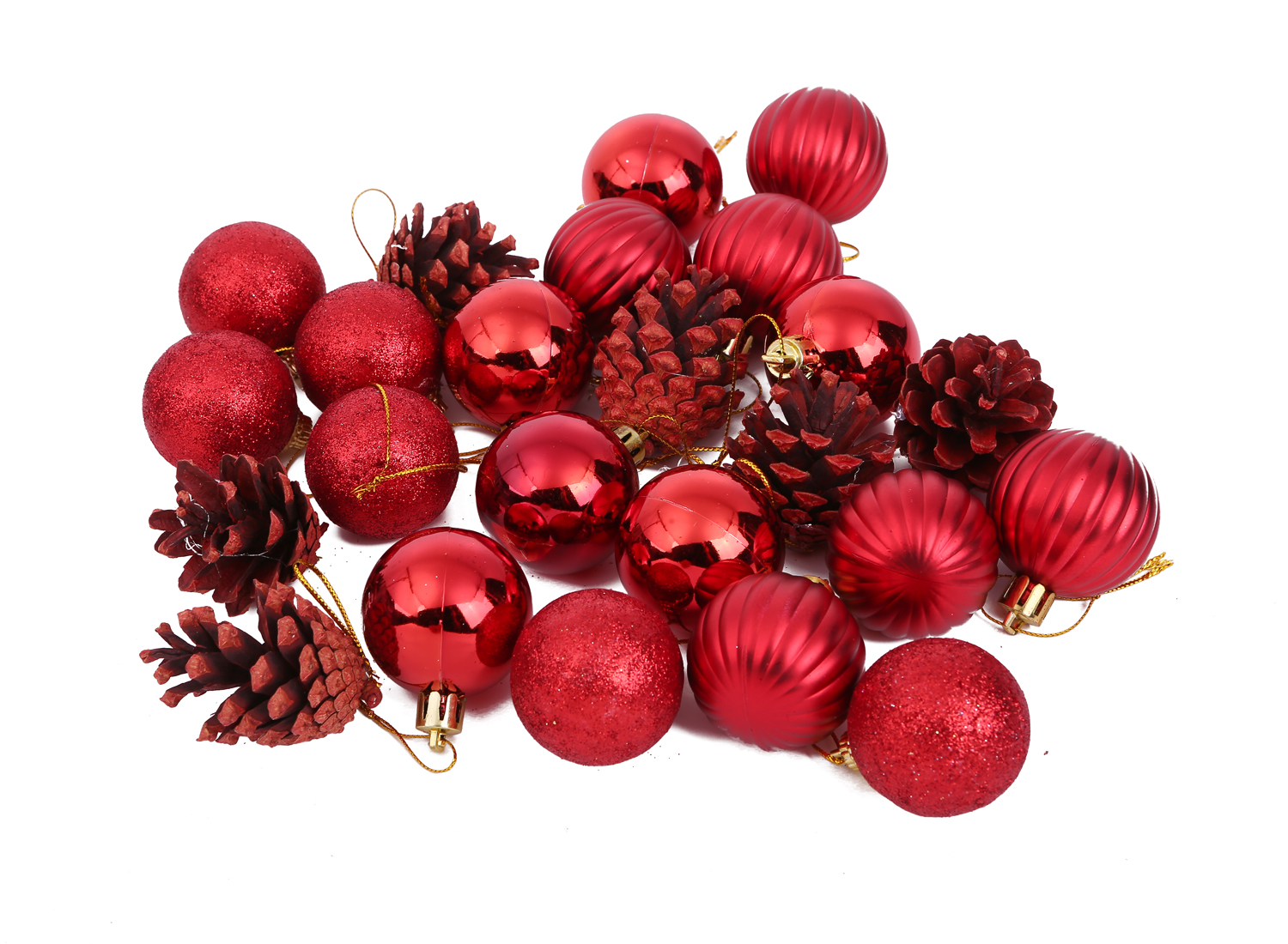 מארז כדורים קטנים לעץ אשוח - אדום