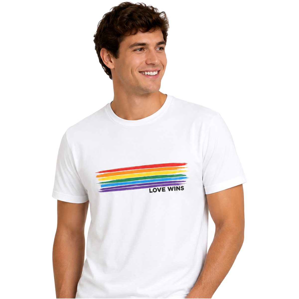 חולצת דגל גאווה Love Wins בצבע לבן