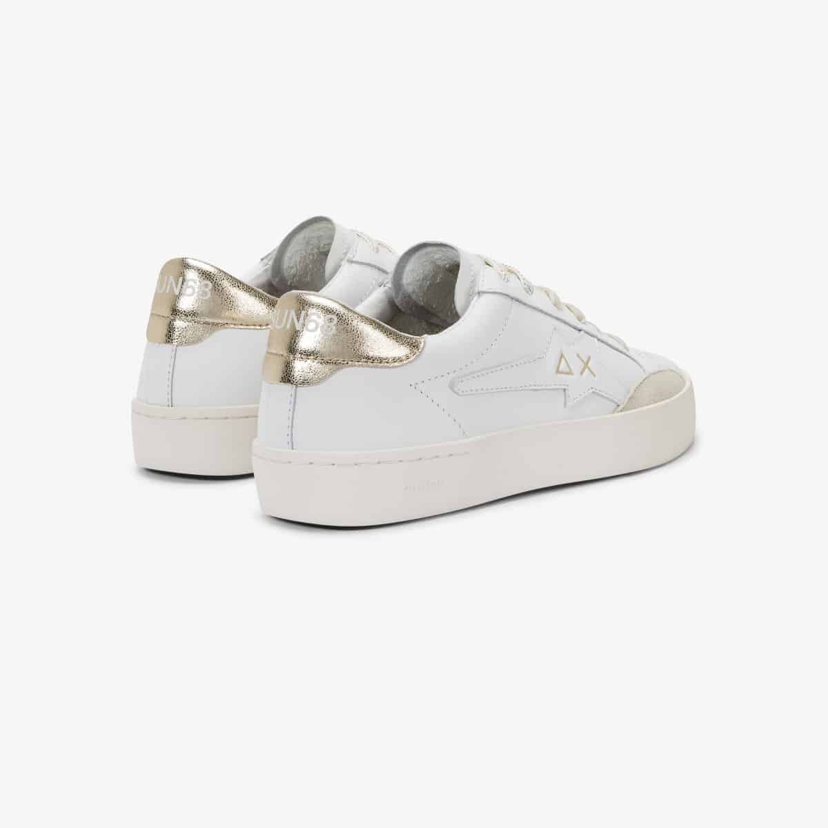 נעלי סניקרס לגבר SUN68 KATY LEATHER WHITE/GOLD