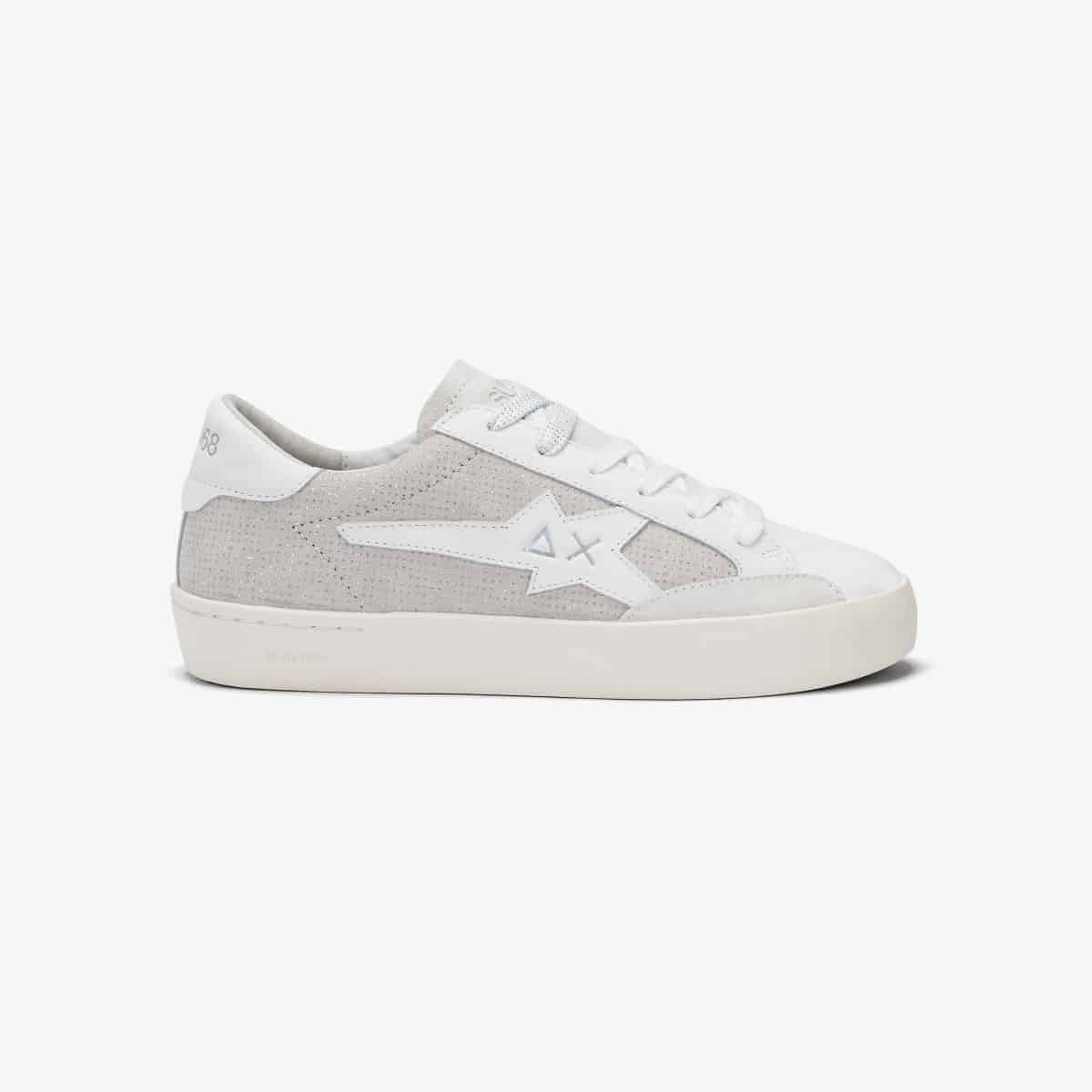 נעלי סניקרס לאישה SUN68 KATY LEATHER BIANCO/ARGENTO