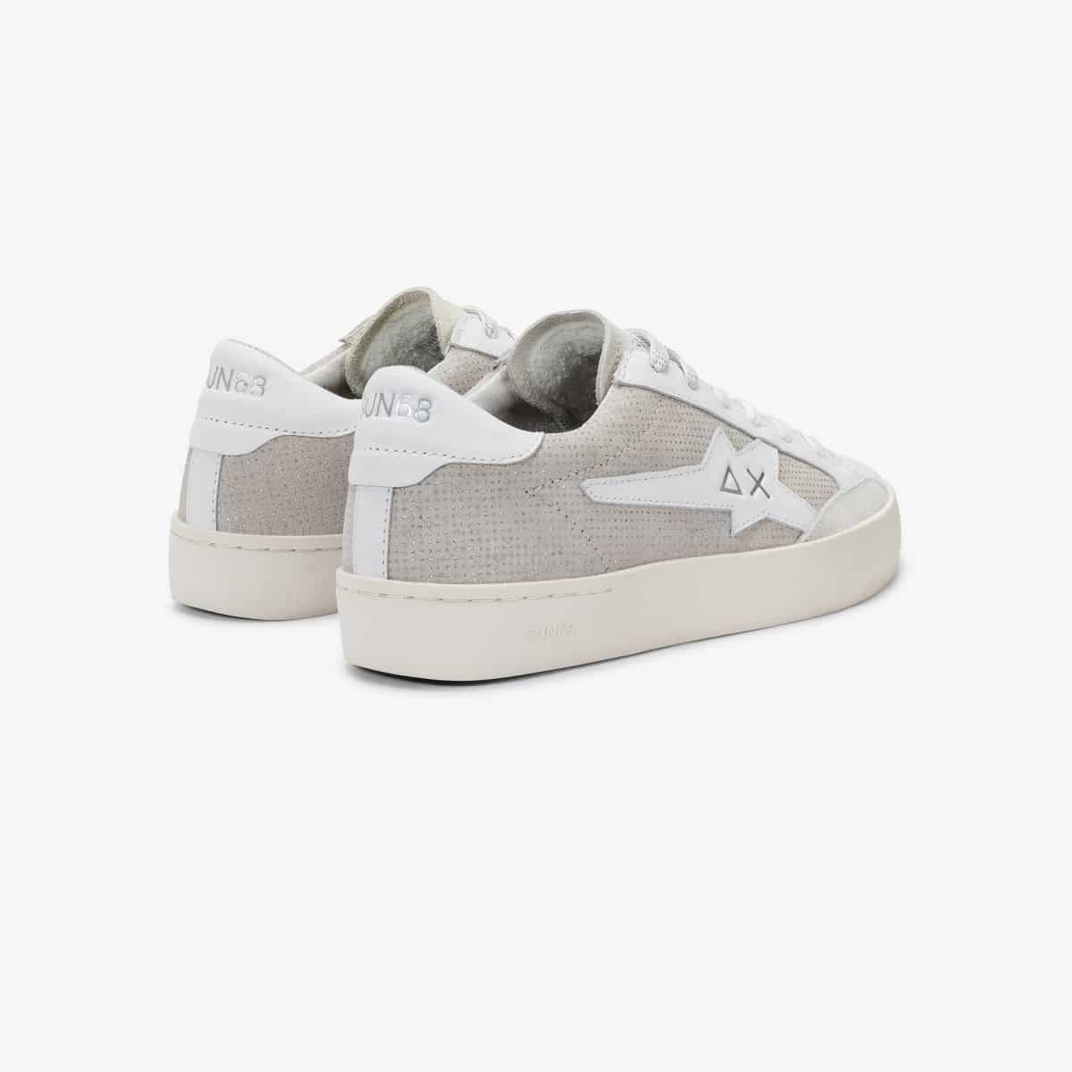 נעלי סניקרס לאישה SUN68 KATY LEATHER BIANCO/ARGENTO