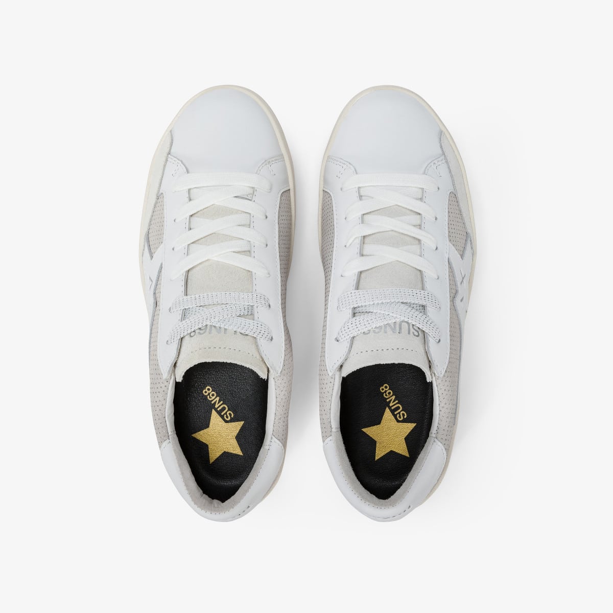 נעלי סניקרס לאישה SUN68 KATY LEATHER BIANCO/ARGENTO