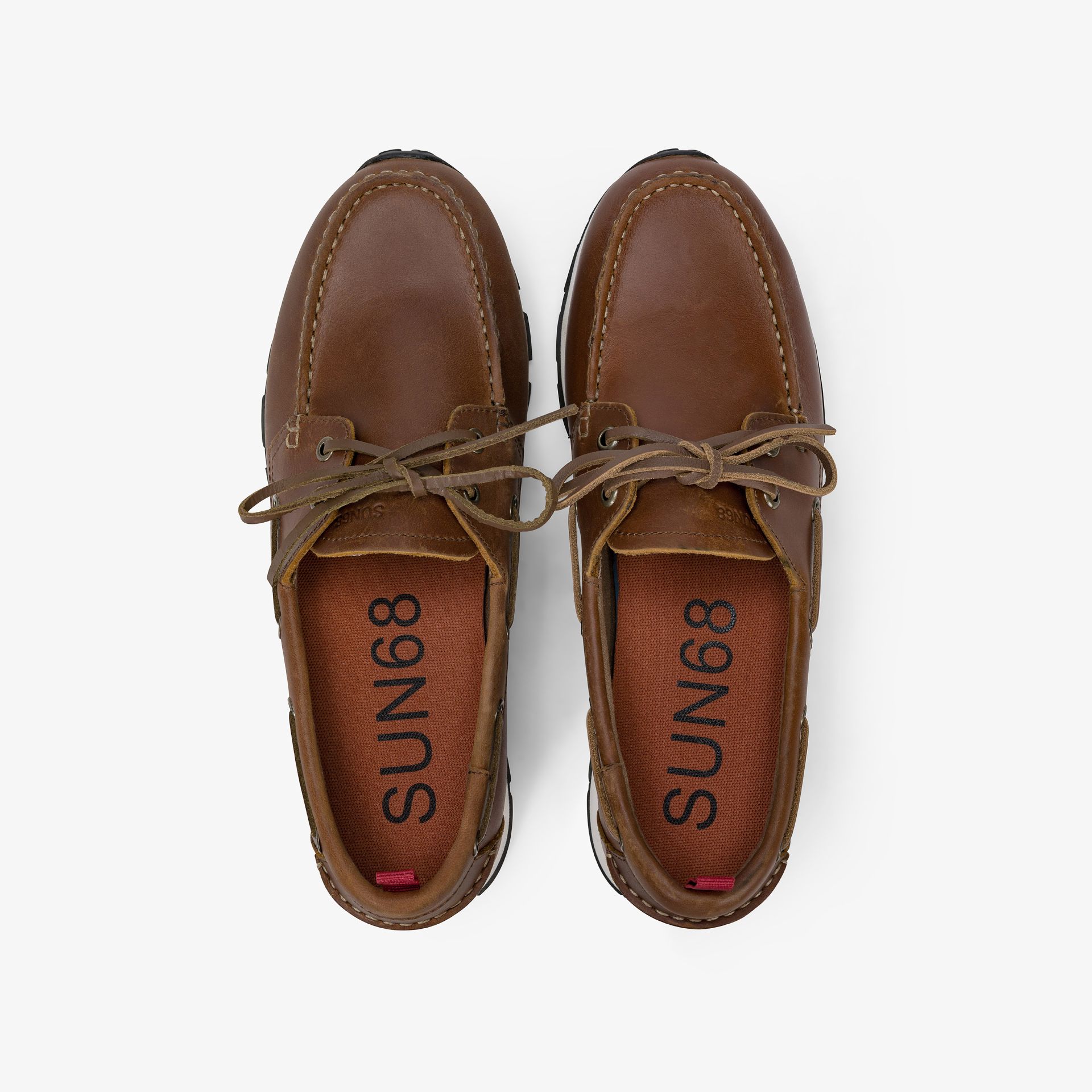 מוקסינים לגבר SUN68 TOM BARCA LEATHER- BROWN