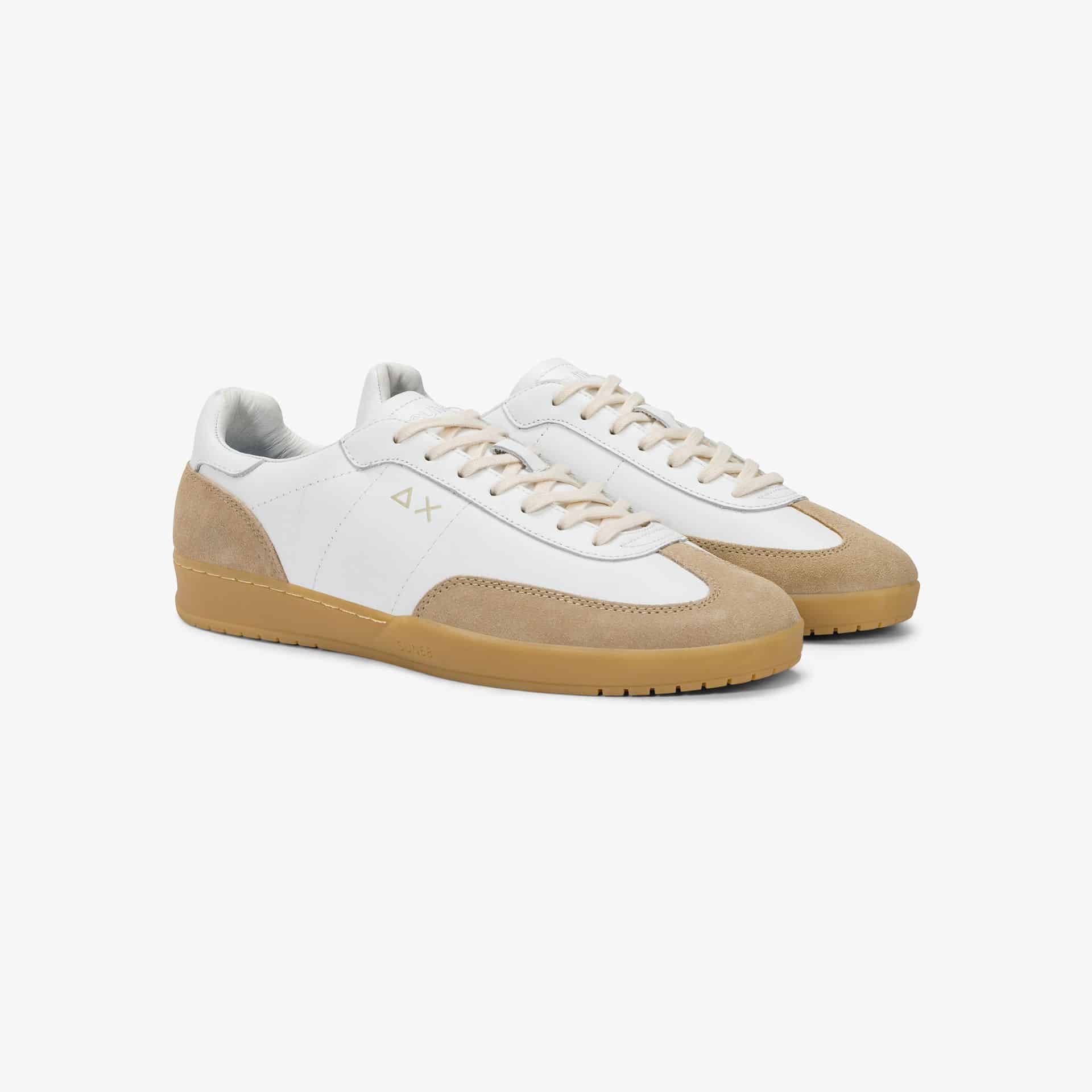 נעלי סניקרס לגבר SUN68 CALIFORNIA SUN LEATHER- WHITE/BEIGE