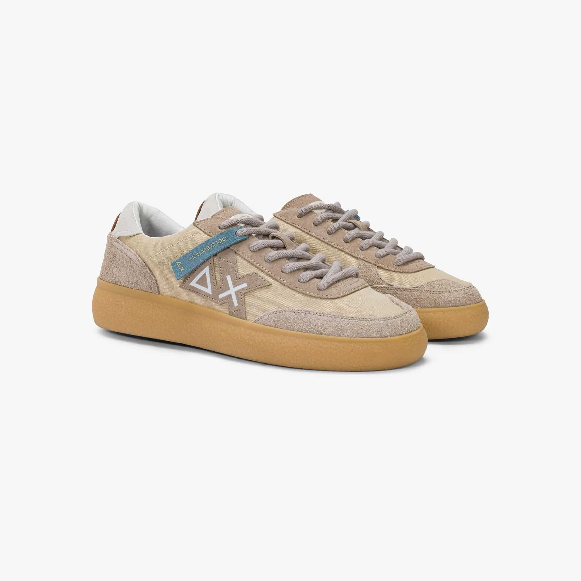 נעלי סניקרס לגבר SUN68 LUIS CANVAS- BEIGE