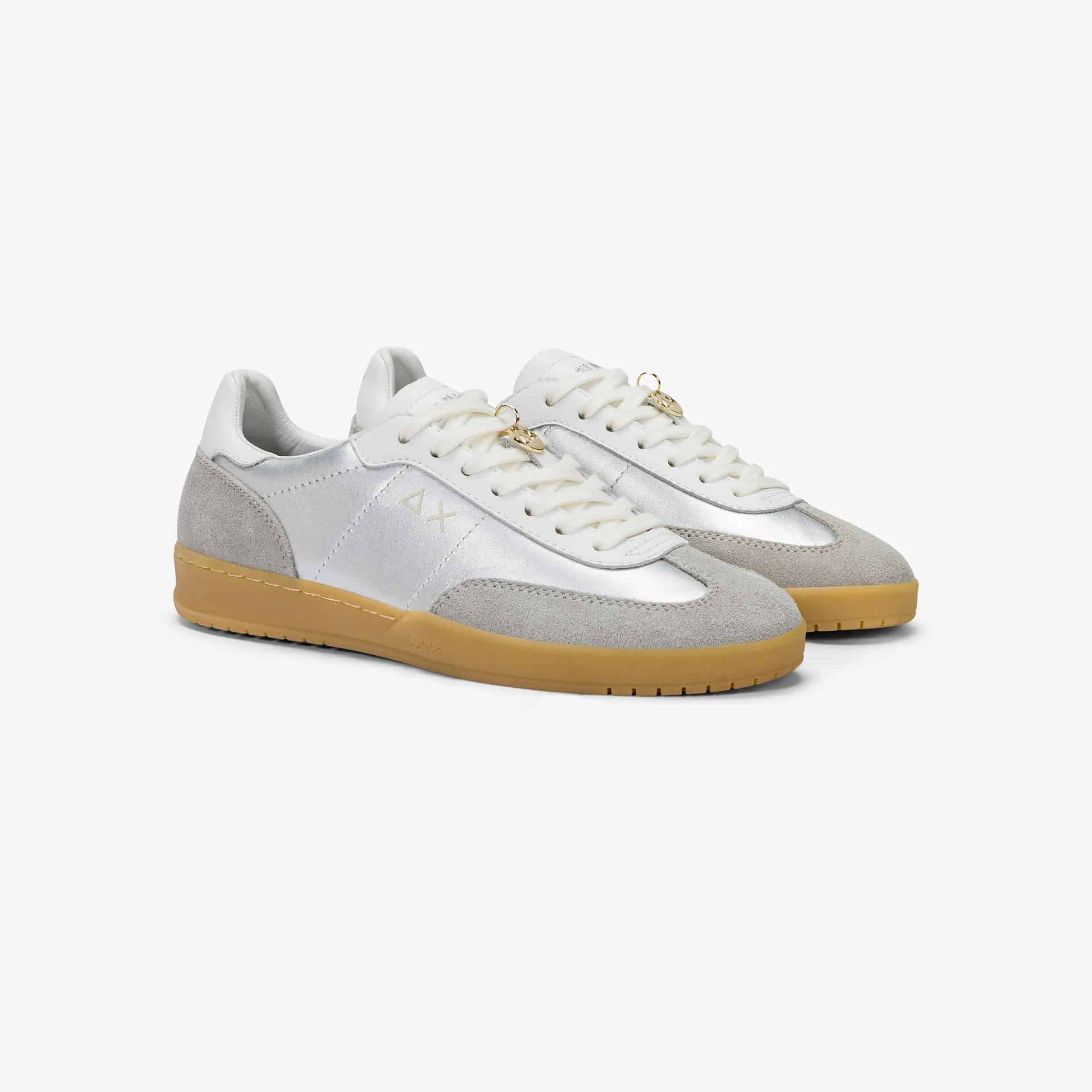 נעלי סניקרס לאישה SUN68 CALIFORNIA LEATHER- SILVER