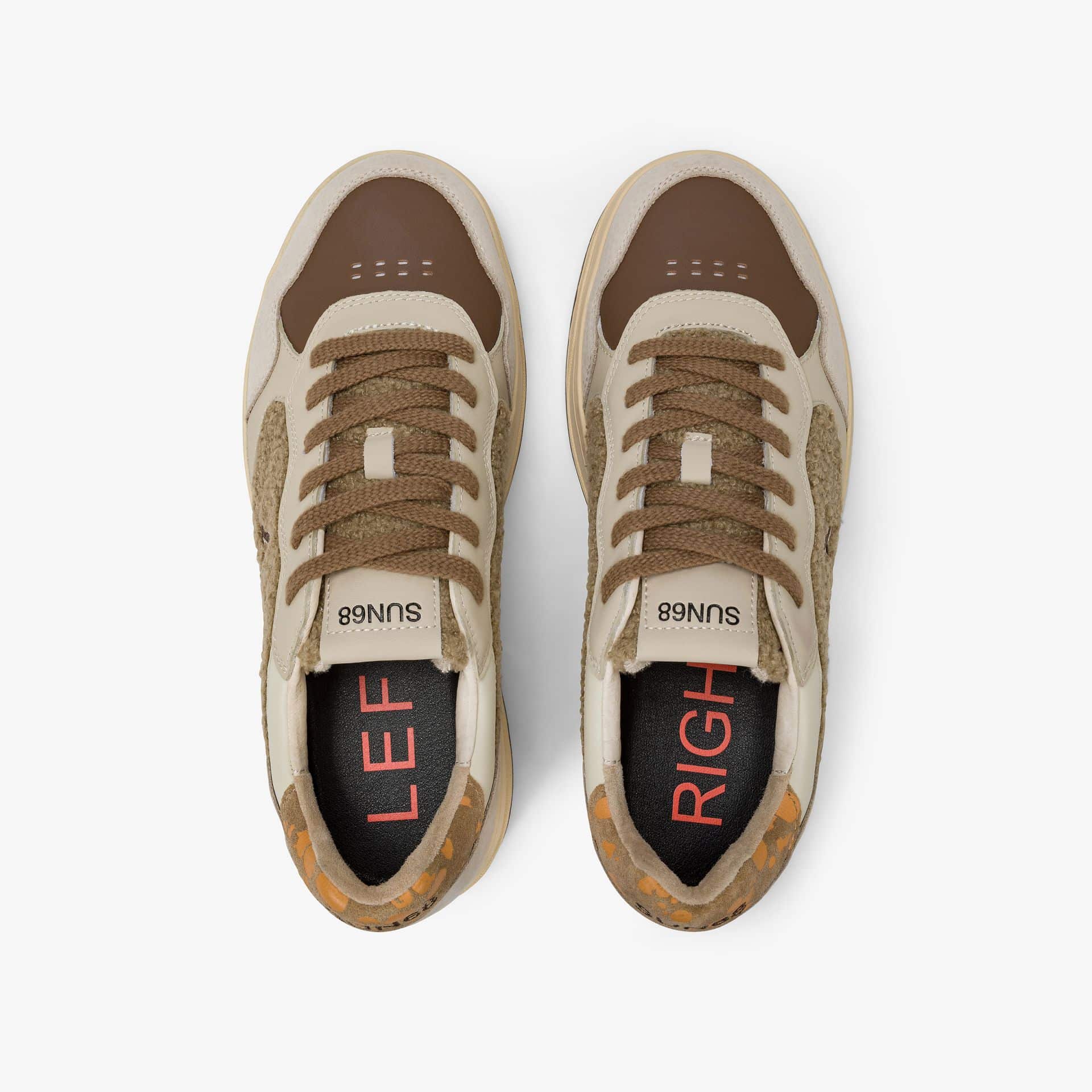 נעלי סניקרס לגבר SUN68 BIG BASKET EVO- Brown
