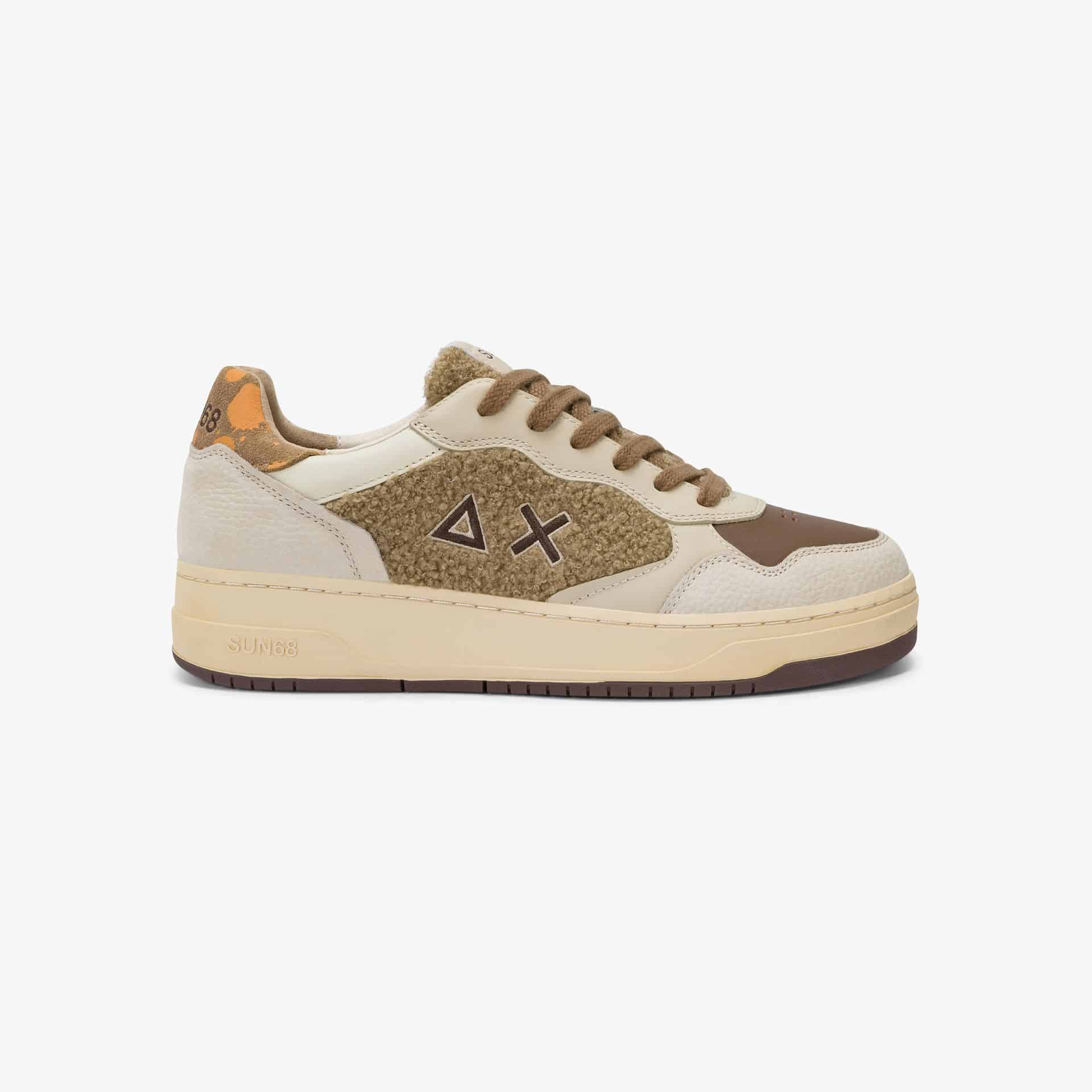 נעלי סניקרס לגבר SUN68 BIG BASKET EVO- Brown